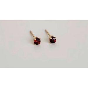 Hypoallergenic Cubic Zirconia Garnet Surgical Steel Tiny Earrings NEW